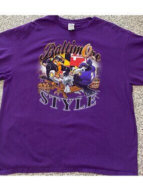 Baltimore Style Ravens Orioles Herrick Purple Short Sleeve Shirt Maryland Sz 2XL